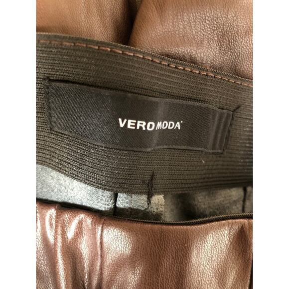 Vero Moda VMLANA HR Leggings Faux Leather High Rise Trousers Pants Brown NWT XS - Picture 5 of 9